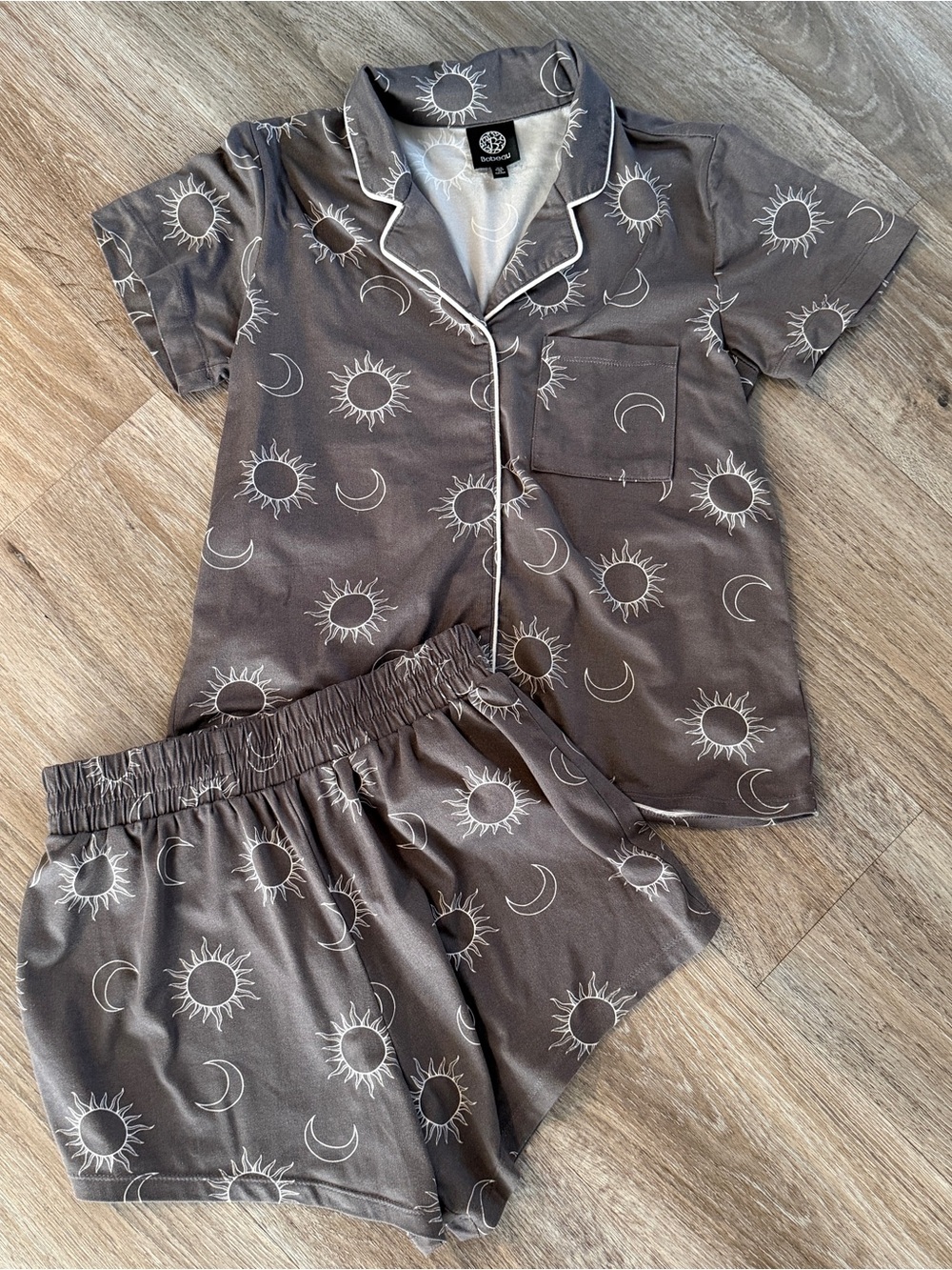 Bobeau Sun & Moon Pajama Set - Grey